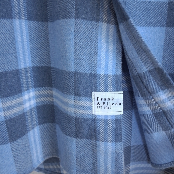 Frank & Eileen Eileen Relaxed Button Up Shirt Blue Plaid Italian Flannel - Picture 9 of 15